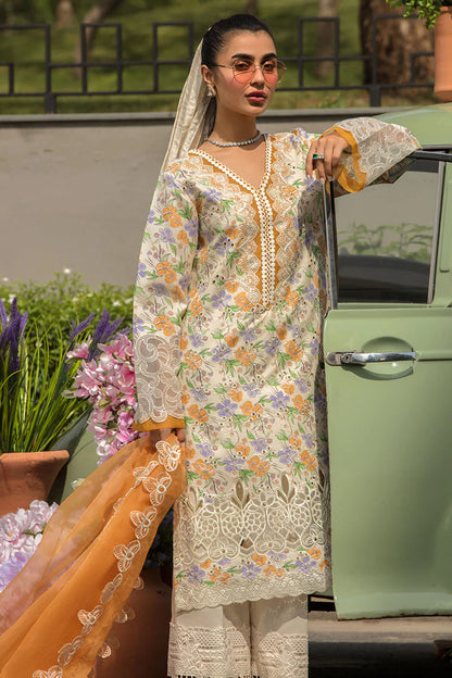 Rang Rasiya Carnation Festive Embroidered Lawn Suits Unstitched 3 Piece LARA- Festive Collection 2023 Brand Mafia by Zonash