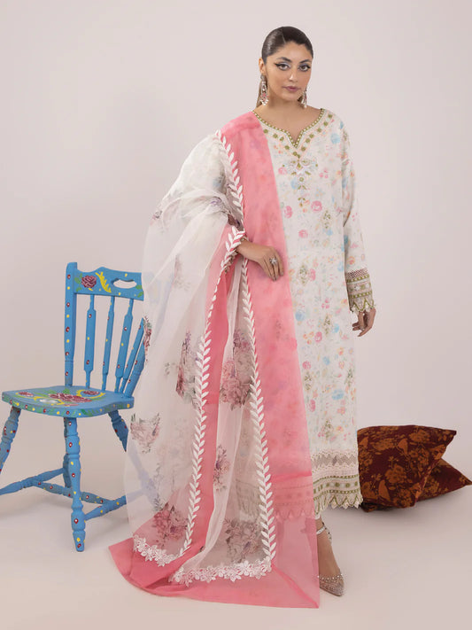 Rangeeli by Faiza Faisal Unstitched 3 Piece Embroidered Lawn Suit - FF24R - Nargis - Summer Collection