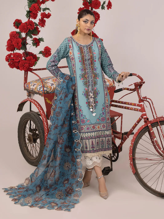 Rangeeli by Faiza Faisal Unstitched 3 Piece Embroidered Lawn Suit - FF24R - Rampa - Summer Collection