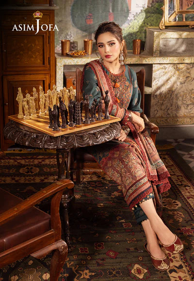 Rania By Asim Jofa Unstitched 3 Piece Embroidered Cambric Suit AJ23RN AJNR-02 - Spring / Summer Collection