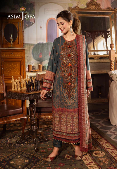 Rania By Asim Jofa Unstitched 3 Piece Embroidered Cambric Suit AJ23RN AJNR-02 - Spring / Summer Collection