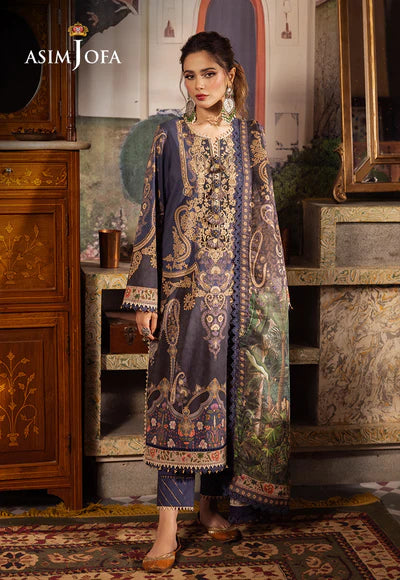 Rania By Asim Jofa Unstitched 3 Piece Embroidered Cambric Suit AJ23RN AJNR-03 - Spring / Summer Collection