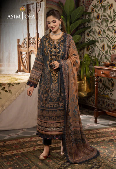 Rania By Asim Jofa Unstitched 3 Piece Embroidered Cambric Suit AJ23RN AJNR-05 - Spring / Summer Collection