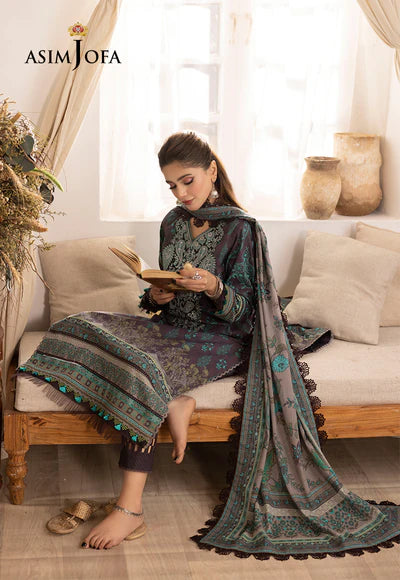 Rania By Asim Jofa Unstitched 3 Piece Embroidered Cambric Suit AJ23RN AJNR-08 - Winter Collection