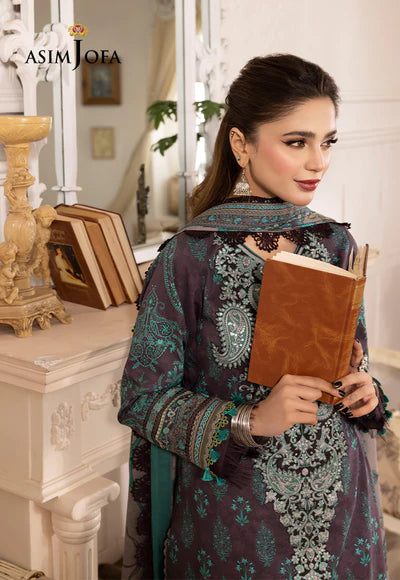 Rania By Asim Jofa Unstitched 3 Piece Embroidered Cambric Suit AJ23RN AJNR-08 - Winter Collection