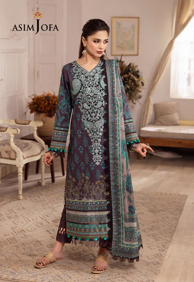 Rania By Asim Jofa Unstitched 3 Piece Embroidered Cambric Suit AJ23RN AJNR-08 - Winter Collection