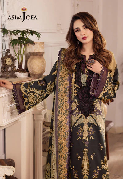 Rania By Asim Jofa Unstitched 3 Piece Embroidered Cambric Suit AJ23RN AJNR-09 - Winter Collection