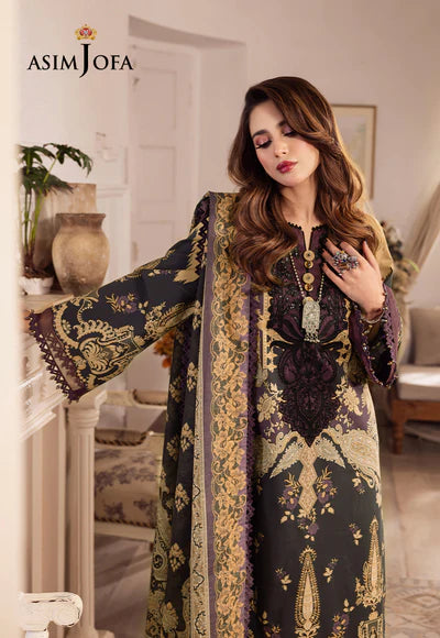 Rania By Asim Jofa Unstitched 3 Piece Embroidered Cambric Suit AJ23RN AJNR-09 - Winter Collection