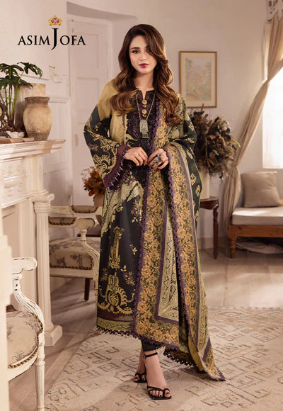 Rania By Asim Jofa Unstitched 3 Piece Embroidered Cambric Suit AJ23RN AJNR-09 - Winter Collection