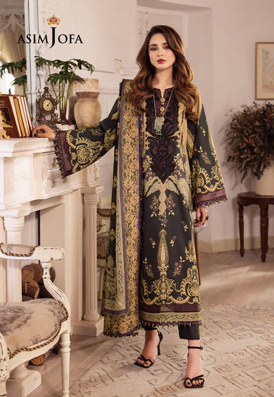 Rania By Asim Jofa Unstitched 3 Piece Embroidered Cambric Suit AJ23RN AJNR-09 - Winter Collection