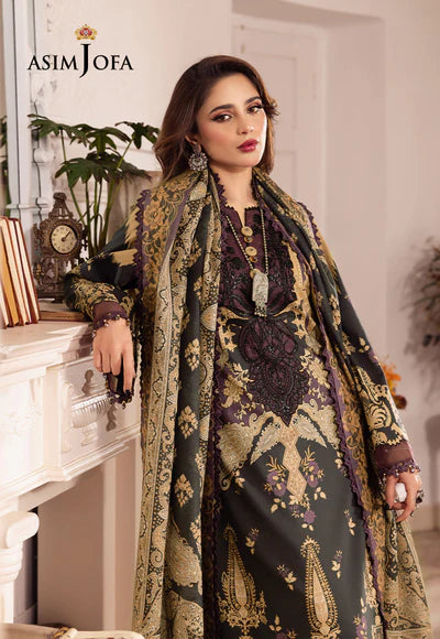 Rania By Asim Jofa Unstitched 3 Piece Embroidered Cambric Suit AJ23RN AJNR-09 - Winter Collection