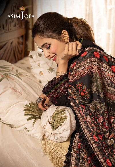 Rania By Asim Jofa Unstitched 3 Piece Embroidered Cambric Suit AJ23RN AJNR-10 - Winter Collection