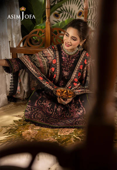 Rania By Asim Jofa Unstitched 3 Piece Embroidered Cambric Suit AJ23RN AJNR-10 - Winter Collection