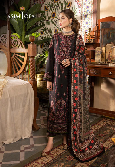 Rania By Asim Jofa Unstitched 3 Piece Embroidered Cambric Suit AJ23RN AJNR-10 - Winter Collection