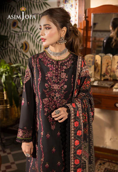 Rania By Asim Jofa Unstitched 3 Piece Embroidered Cambric Suit AJ23RN AJNR-10 - Winter Collection