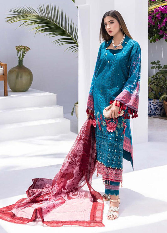 Rungkari By Mahiymaan Unstitched 3 Piece Embroidered Lawn Suit A02 - Summer Collection