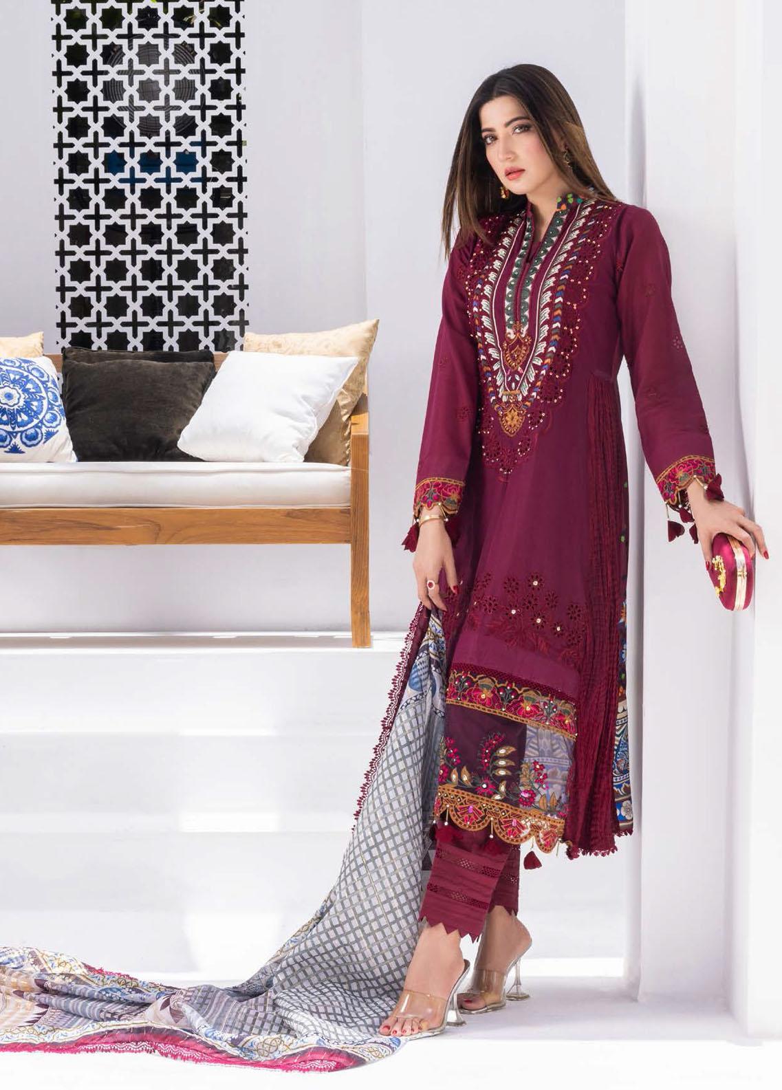 Rungkari By Mahiymaan Unstitched 3 Piece Embroidered Lawn Suit A04 - Summer Collection