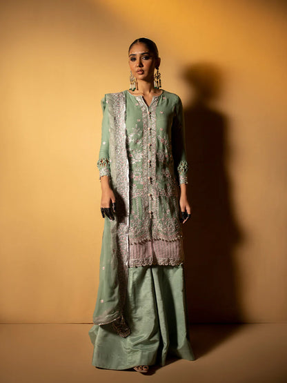 Salitex by Nora Unstitched 3 Piece Embroidered Chiffon Suit - Mint - Luxury  Collection