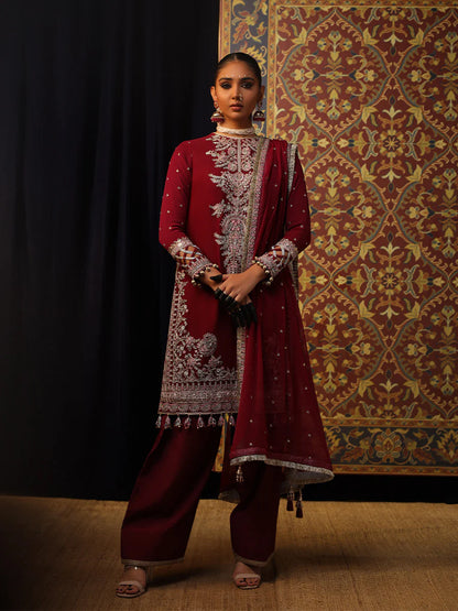 Salitex by Nora Unstitched 3 Piece Embroidered Chiffon Suit - Magenta - Luxury  Collection