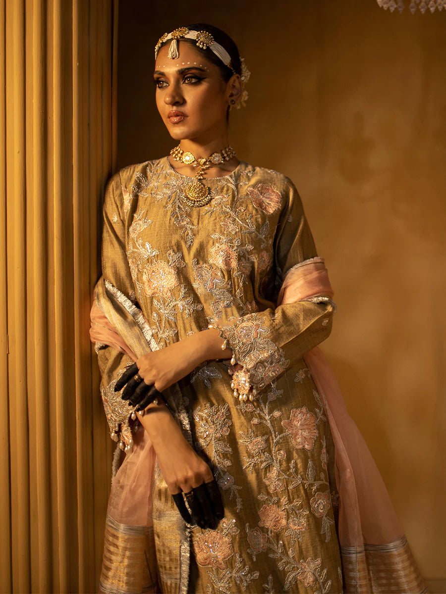 Salitex by Nora Unstitched 3 Piece Embroidered Suit - FAWN - Luxury  Collection