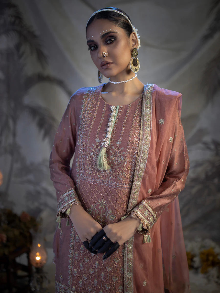 Salitex by Nora Unstitched 3 Piece Embroidered Suit - Tea-Pink - Luxury  Collection