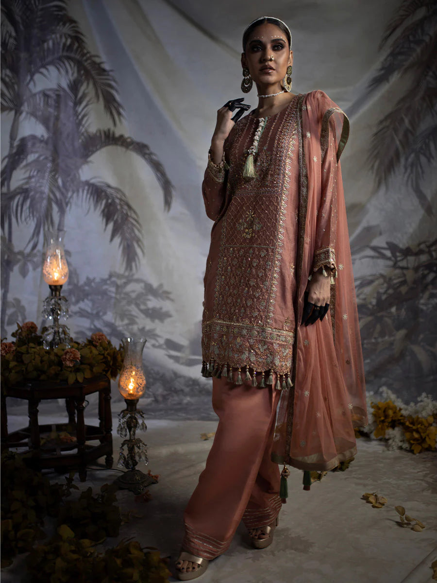 Salitex by Nora Unstitched 3 Piece Embroidered Suit - Tea-Pink - Luxury  Collection