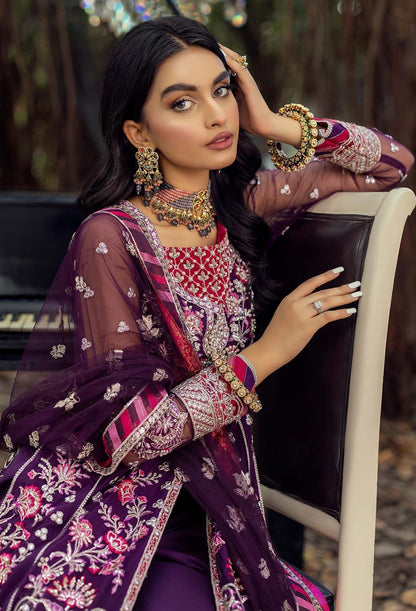 Sang-E-Rah By Adan's Libas Unstitched 3 Piece Embroidered Net Suit - Harlequin - D-09-23 - Luxury Collection Brand Mafia by Zonash