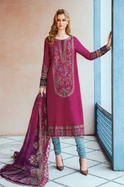 Sateen By Maria B Unstitched 3 Piece Embroidered Cotton Suit MB23ST D-04 Magenta - Luxury Collection Brand Mafia by Zonash