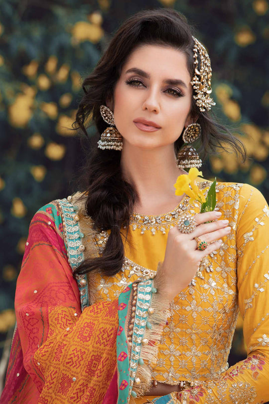 Sateen By Maria B Unstitched 3 Piece Embroidered Cotton Suit MB23ST D-05 Yellow - Luxury Collection Brand Mafia by Zonash