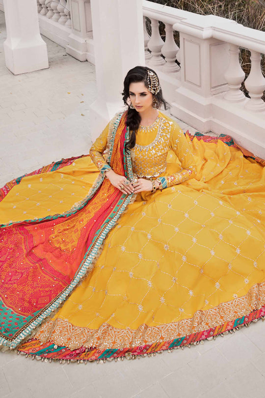 Sateen By Maria B Unstitched 3 Piece Embroidered Cotton Suit MB23ST D-05 Yellow - Luxury Collection Brand Mafia by Zonash