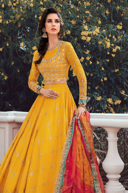 Sateen By Maria B Unstitched 3 Piece Embroidered Cotton Suit MB23ST D-05 Yellow - Luxury Collection Brand Mafia by Zonash