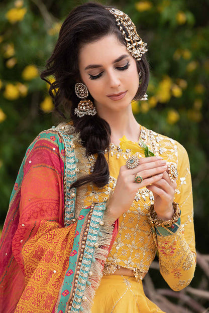 Sateen By Maria B Unstitched 3 Piece Embroidered Cotton Suit MB23ST D-05 Yellow - Luxury Collection Brand Mafia by Zonash