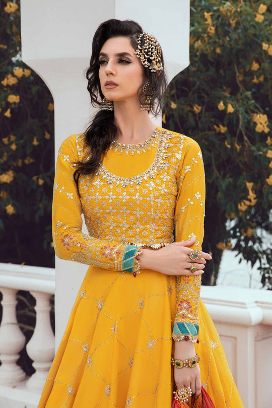 Sateen By Maria B Unstitched 3 Piece Embroidered Cotton Suit MB23ST D-05 Yellow - Luxury Collection Brand Mafia by Zonash