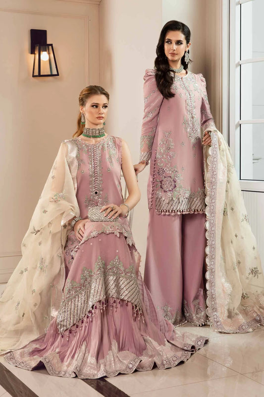 Sateen By Maria B Unstitched 3 Piece Embroidered Cotton Suit MB23ST D-06 Mauve - Luxury Collection Brand Mafia by Zonash