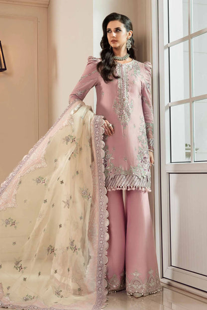 Sateen By Maria B Unstitched 3 Piece Embroidered Cotton Suit MB23ST D-06 Mauve - Luxury Collection Brand Mafia by Zonash