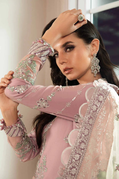 Sateen By Maria B Unstitched 3 Piece Embroidered Cotton Suit MB23ST D-06 Mauve - Luxury Collection Brand Mafia by Zonash