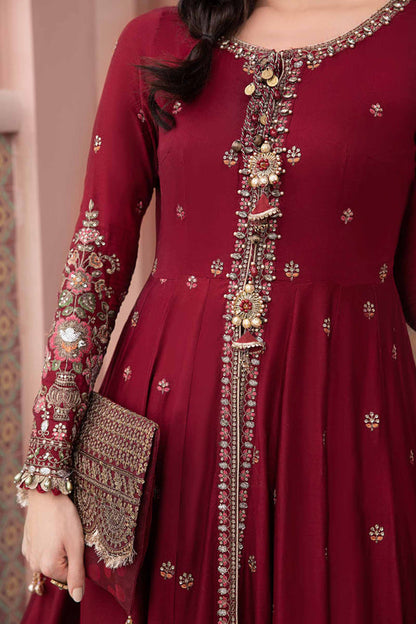 Sateen By Maria B Unstitched 3 Piece Embroidered Cotton Suit MB23ST D-08 Maroon - Luxury Collection Brand Mafia by Zonash