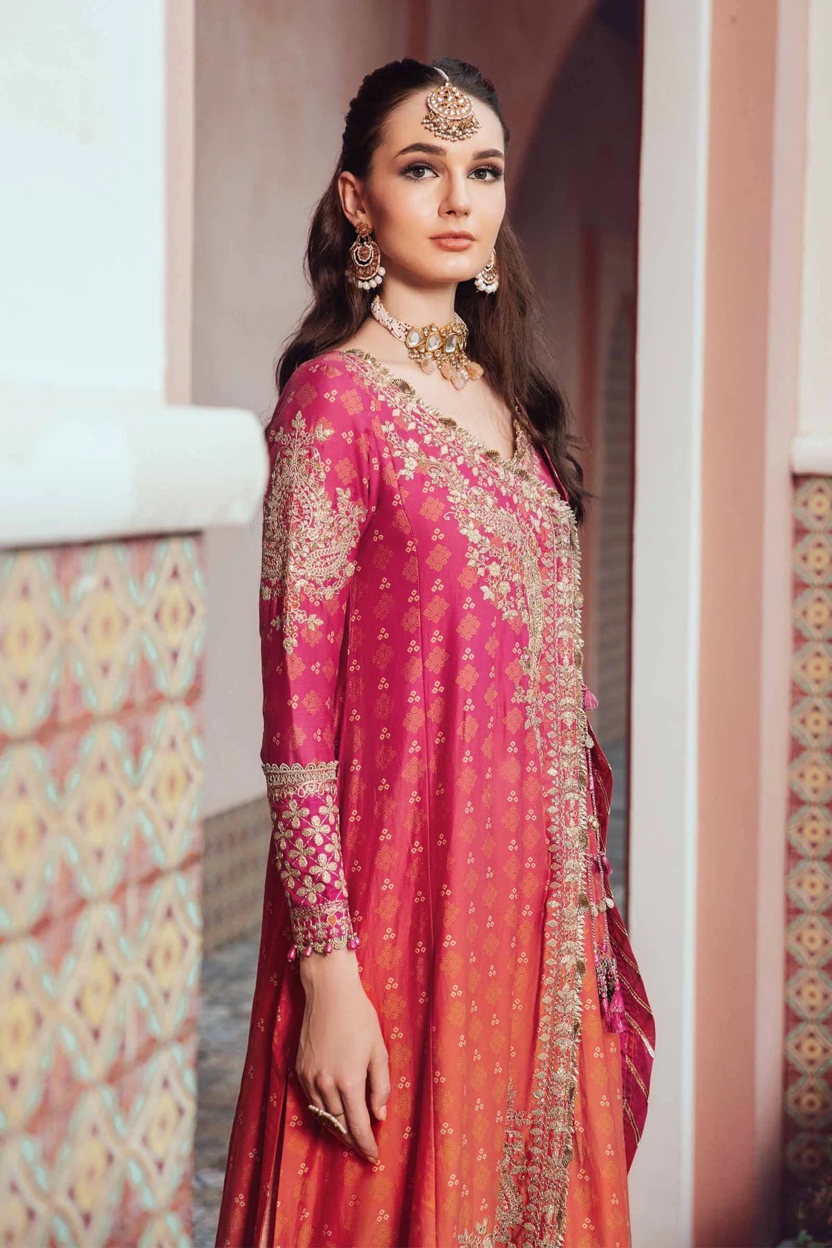 Sateen By Maria B Unstitched 3 Piece Embroidered Cotton Suit MB23ST D-09 Fuchsia Pink - Luxury Collection Brand Mafia by Zonash