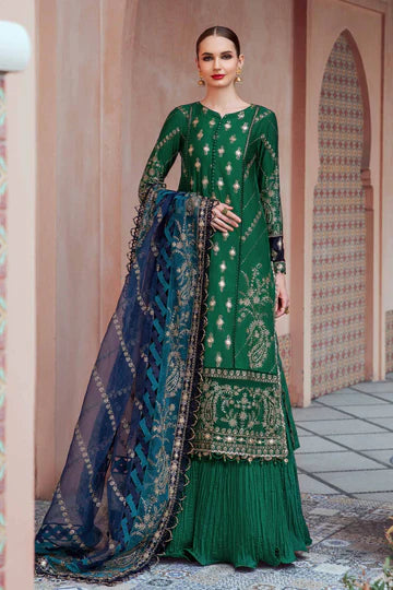 Sateen By Maria B Unstitched 3 Piece Embroidered Cotton Suit MB23ST D-11 Emerald Green - Luxury Collection Brand Mafia by Zonash