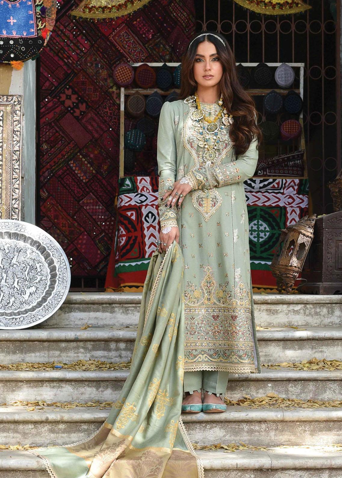 Sayonee by Qalamkar Unstitched 3 Piece Embroidered Suit QLM22SL K-06 Fariha - Winter Collection Brand Mafia by Zonash