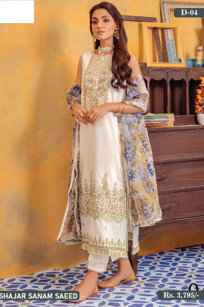 Shajar by Sanam Saeed Unstitched Embroidered Lawn 3Pc Suit D-04 Brand Mafia by Zonash