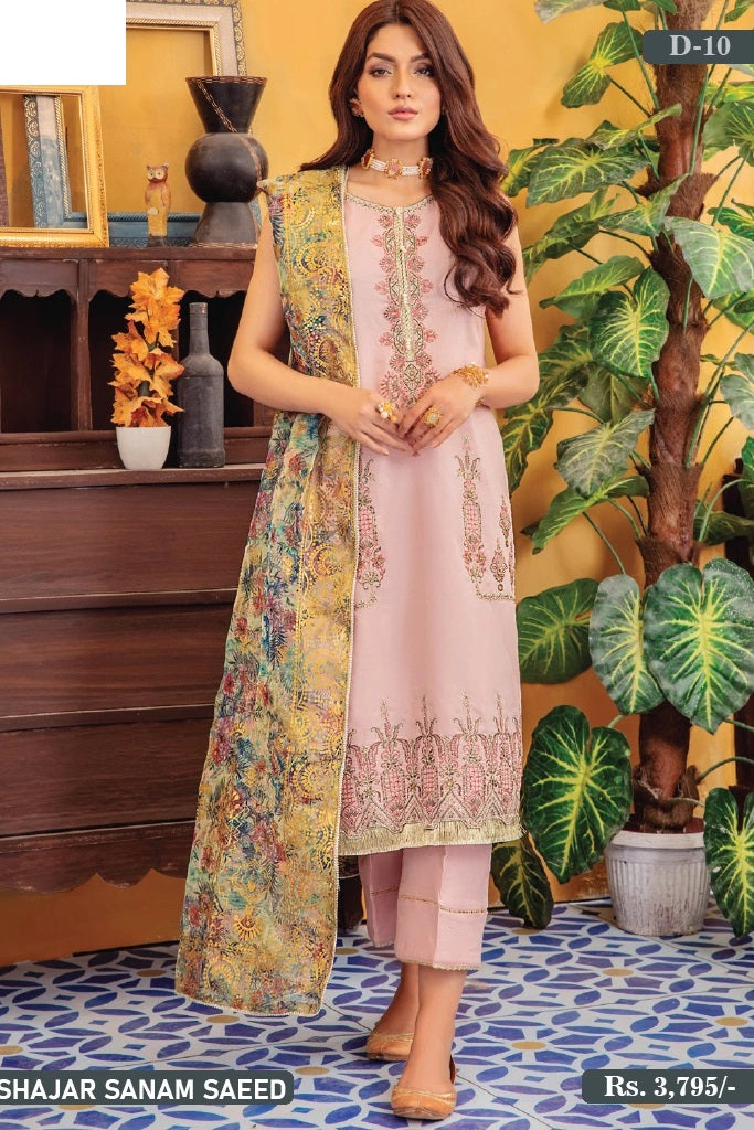 Shajar by Sanam Saeed Unstitched Embroidered Lawn 3Pc Suit D-10 Brand Mafia by Zonash