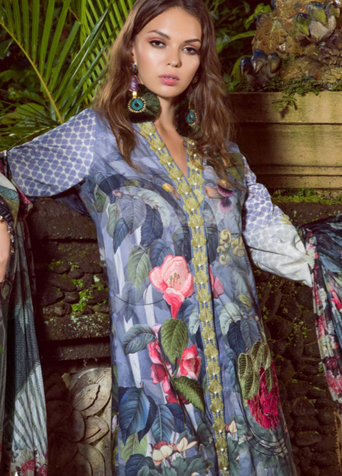 Shiza Hassan Unstitched 3 Piece Embroidered Lawn Suit SH19L 10A BALI BLOOM - Spring / Summer Collection Brand Mafia by Zonash