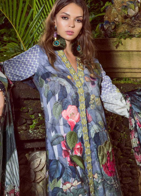 Shiza Hassan Unstitched 3 Piece Embroidered Lawn Suit SH19L 10A BALI BLOOM - Spring / Summer Collection Brand Mafia by Zonash