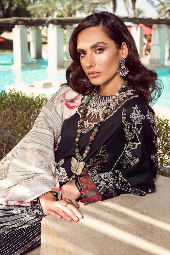 Shiza Hassan Unstitched 3 Piece Embroidered Lawn Suit SH21LL 08-B MAAHRU - Luxury Collection Brand Mafia by Zonash