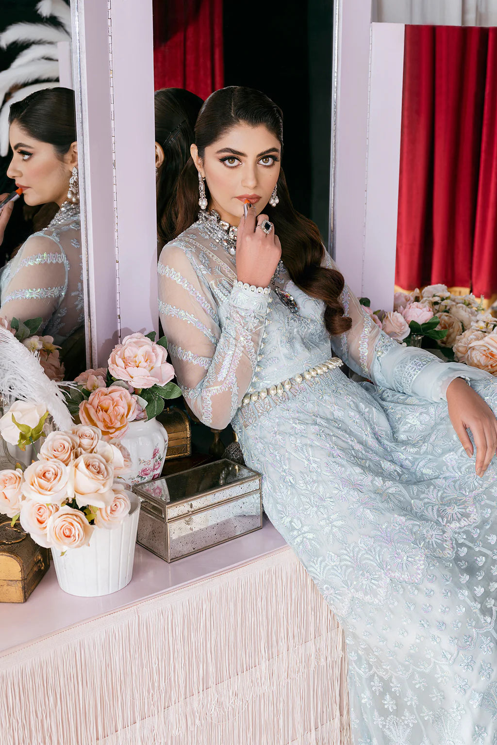 Starlet By Afrozeh Unstitched 3 Piece Embroidered Chiffon Suit AF23ST-V1-10 Gossamer - Luxury Collection Brand Mafia by Zonash