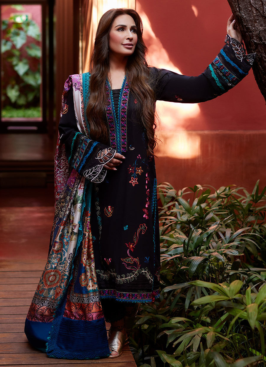 Suay by Farah Talib Aziz Unstitched 3 Piece Embroidered Lawn Suit FTA24LU FTA 01 ILARIA BLACK - Luxury Collection Brand Mafia by Zonash