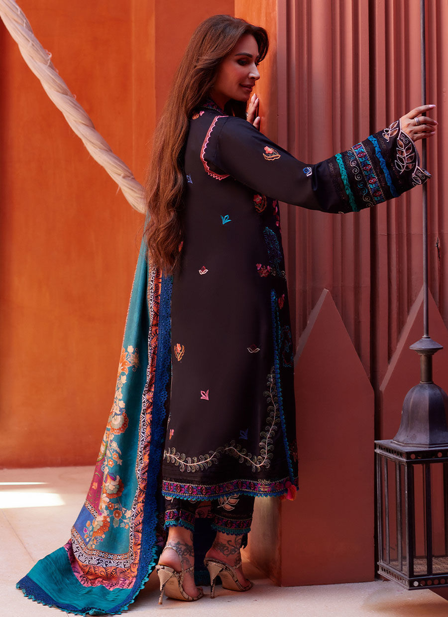 Suay by Farah Talib Aziz Unstitched 3 Piece Embroidered Lawn Suit FTA24LU FTA 01 ILARIA BLACK - Luxury Collection Brand Mafia by Zonash