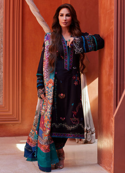 Suay by Farah Talib Aziz Unstitched 3 Piece Embroidered Lawn Suit FTA24LU FTA 01 ILARIA BLACK - Luxury Collection Brand Mafia by Zonash