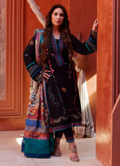 Suay by Farah Talib Aziz Unstitched 3 Piece Embroidered Lawn Suit FTA24LU FTA 01 ILARIA BLACK - Luxury Collection Brand Mafia by Zonash